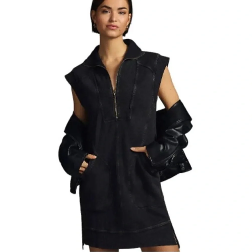 Anthropologie 1X Daily Practice Meru Zip-Front Mini Dress - Picture 2 of 9